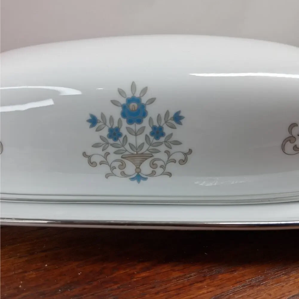 Noritake Octavia Pattern Butter Dish with Lid Vintage Floral Porcelain Floral
